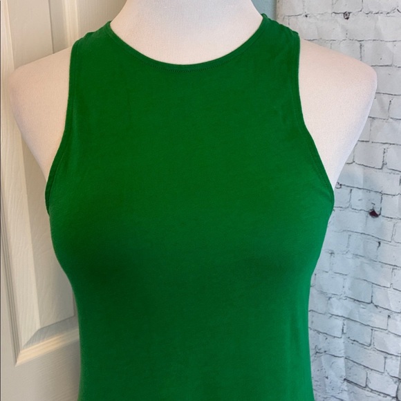Tibi Sleeveless T-Shirt Dress 2 Green Casual Cotton Racerback Asymmetrical Prep - Picture 7 of 16